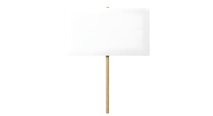 Blank White Sign PNG on Wooden Stick for Custom Message Protest Placard and Public Announcement Mockup Designs
