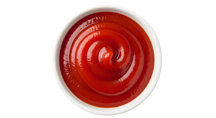 White Bowl with Swirled Ketchup PNG Viewed from Above for Food Presentation Branding and Culinary Design Concepts
