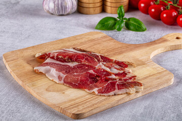 Fototapeta premium Cured pork Spanish jamon slices