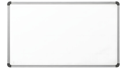 Blank Whiteboard PNG with Metallic Frame and Black Corner Protectors for Educational Planning and Presentation Design Concepts
