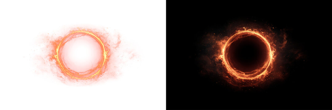 Ring Light Effect with Fiery Halo Isolated on Transparent Background for Overlay