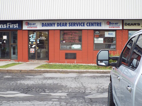 Ottawa, ON, Canada-July 9,2025: "Danny Dear Service Centre" at 850 Industrial Avenue provides general repairs, tune-ups, and brake specialist services for vehicles.