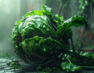 L&eacute;gume dont les racines sont des c&acirc;bles, concept de la biotechnologie