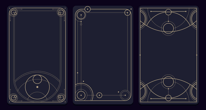 Mystic style invitation with circle scared elements. Sacred geometry border and frame. Vector illustration. EPS 10