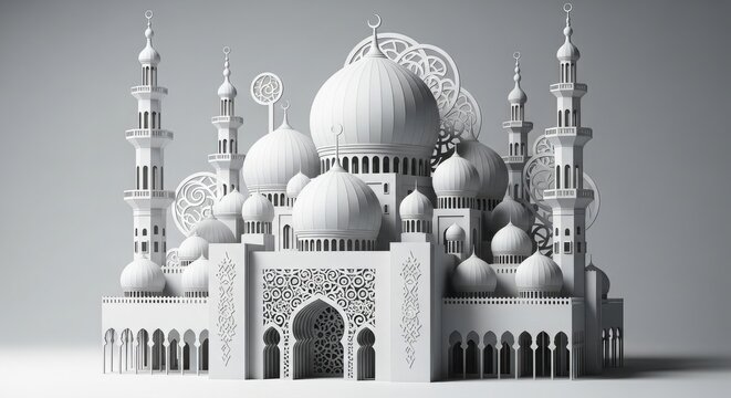 Intricate paper mosque model