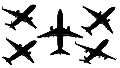 Silhouettes of Airplanes in Flight - A Study in Aviation Art.