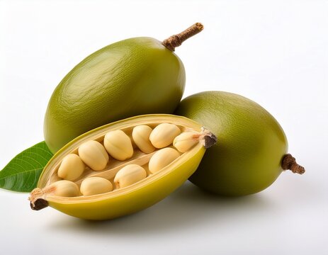 isolated gleditsia triacanthos fruit on a plain white background