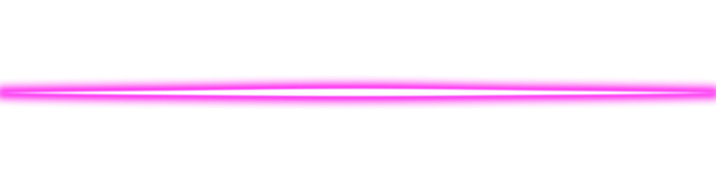Pink glowing neon line isolated PNG on transparent background. Futuristic luminescent stroke. Radiant light beam effect. Magenta flare. Creative design element.