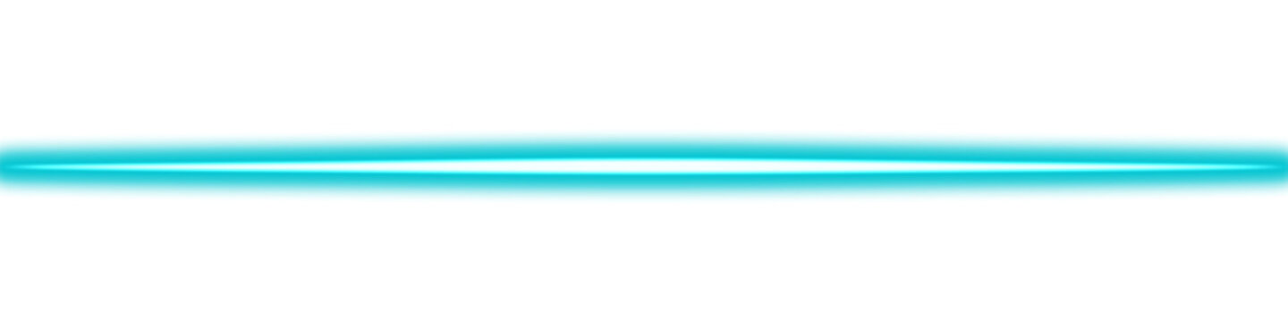 Blue neon glow line isolated PNG. Futuristic cyan light stroke on transparent background. Electric ray effect. Radiant beam flare. Tech design element.