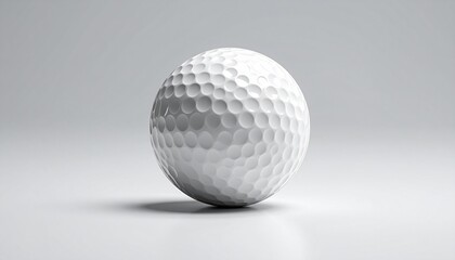White golf ball with dimpled surface placed on light gray background in minimalist composition.
