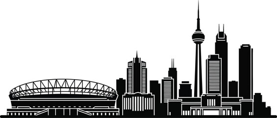 Obraz premium City skyline with skyscrapers and stadium in Toronto Ontario Canada urban landscape