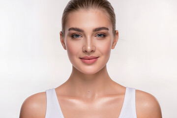 Portrait of a Young Woman with Radiant Skin and Natural Beauty Aesthetic