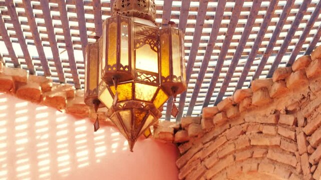 Traditional Moroccan lantern with ornate design, decorative artistry lighter, oriental lamp, detailed patterns and cultural african craftsmanship, intricate metalwork, warm spectrum