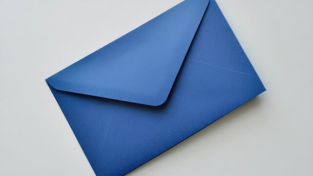 Video A blue envelope sits on a white surface, ready to be opened or mailed