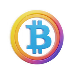 Obraz premium Vibrant bitcoin symbol with colorful gradient isolated on transparent background