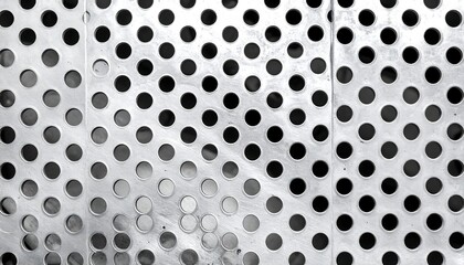 Monochrome Perforated Metal Sheet with Circular Holes Pattern.