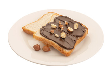 Toasts with raspberry jam isolated on white background