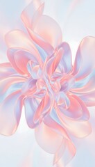 Elegant Digital Art of Iridescent Flowing Organic Shapes in Soft Coral and Violet Pastel Gradients