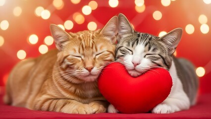 Adorable cats celebrating valentine's day with heartfelt love and affection