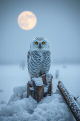 Snowy Owl on Frozen Arctic Steppes