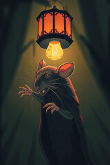 Ghostly Rat in Neon Lantern Alley