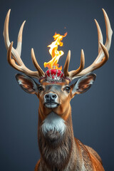 Stag with Silver Flame Antlers