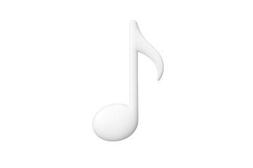 White 3d musical eighth note creating melody and rhythm, representing music, sound, and artistic expression on a transparent background