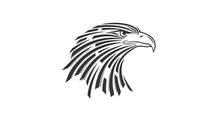 Obraz premium Black and white illustration of an eagle's head in profile against a plain white background.