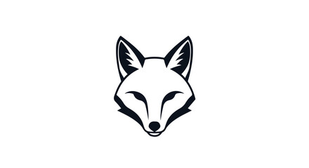 Fototapeta premium Minimalist black line art illustration of a fox's head on a white background.