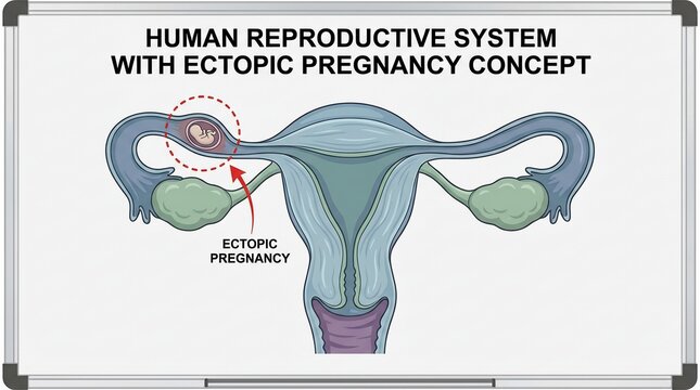 Medical diagram of ectopic pregnancy in human reproductive system