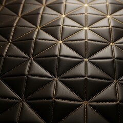 Obraz premium Black Leather Texture with Gold Geometric Stitching