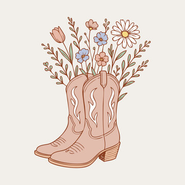 Cowboy boots with flowers logo