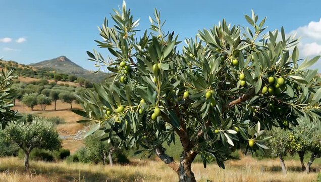Ultra HD 4K rural landscape footage of olive fields Salento Puglia near Maruggio showcasing traditional agriculture dedicated to extra virgin olive oil production 