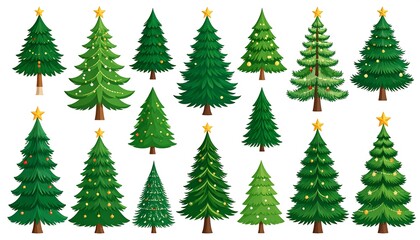 Fototapeta premium Festive Christmas Tree Collection - A Variety of Holiday Evergreens.