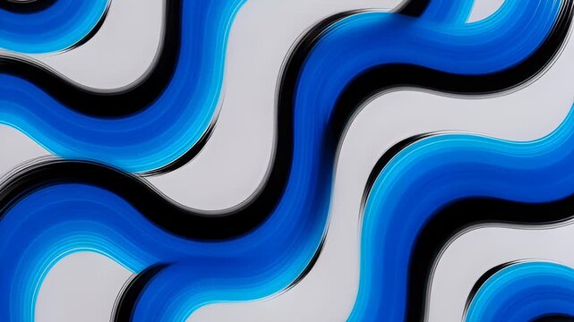 Abstract blue ribbon waves on a light gray background