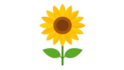 Fototapeta premium Vibrant sunflower illustration with detailed petals and green leaves.