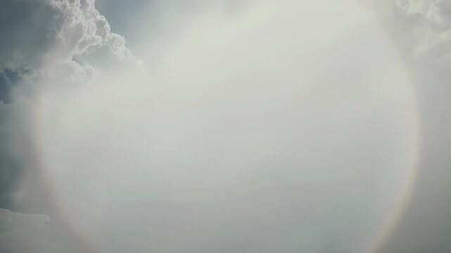 A metallic, iridescent fish appears to swim amongst the clouds