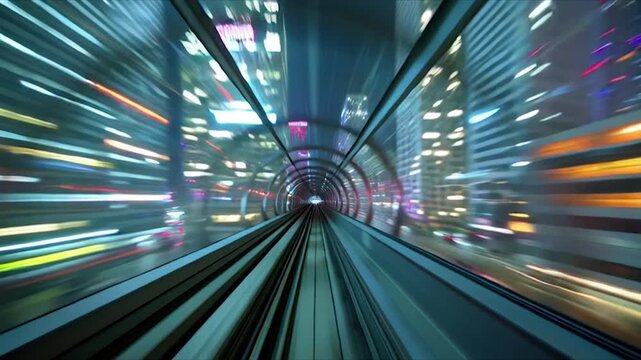 Futuristic City Tunnel Speed Motion Blur.