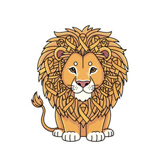 Brave cartoon lion with a mane made of yellow awareness ribbons.
