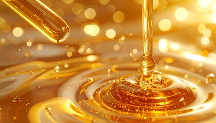 Golden Liquid Cascade - A Viscous Symphony of Light and Texture.