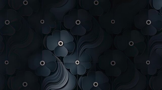 Abstract blue floral pattern with dark moody background
