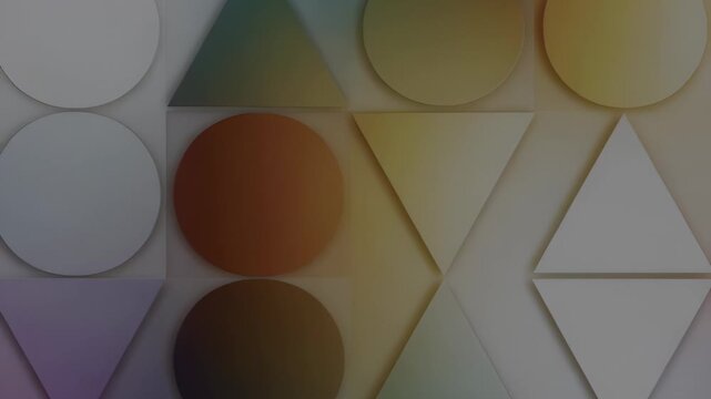 Abstract geometric composition with circles triangles and a soft gradient backdrop
