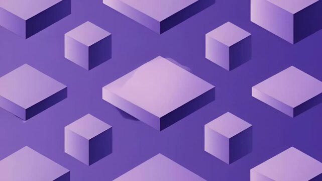 Abstract isometric cubes in purple tones forming a geometric pattern