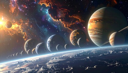 Cosmic Symphony - A Celestial Dance of Planets and Nebulae.