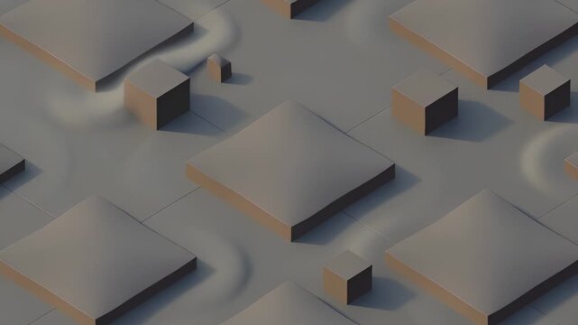 Isometric geometric blocks on a smooth grey plane
