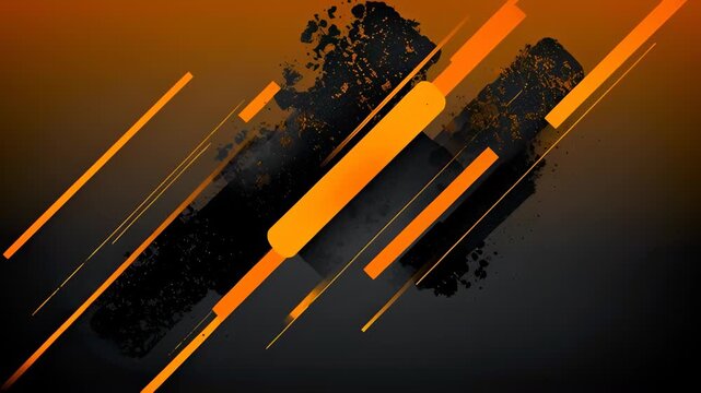 Abstract geometric orange lines and shapes on dark background