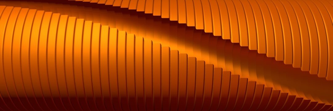 Orange abstract background. Round fantasy form. Futuristic curved shape. 3D rendering
