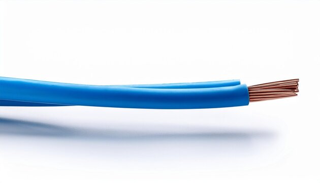 Blue insulated copper wire strands