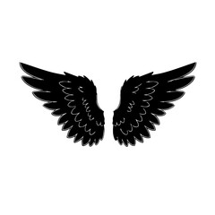 Obraz premium Angel wings silhouette vector icon on white background 