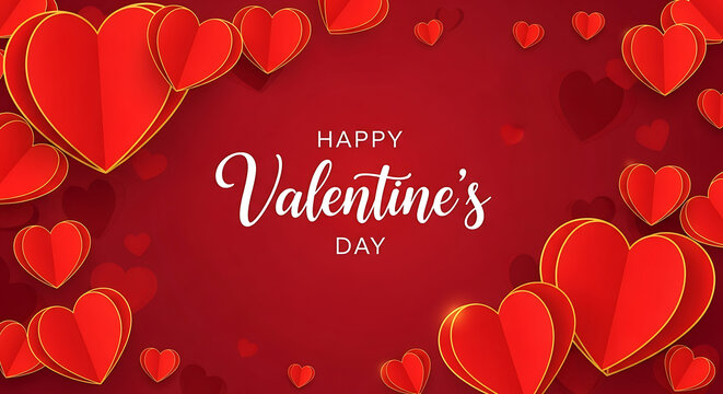 Happy Valentine's Day celebration with red hearts
